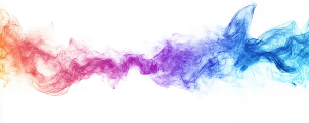 Poster - Colorful abstract smoke wave design with vibrant hues of orange, pink, purple, and blue, copy space for text