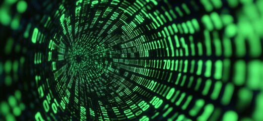 Fototapete - Digital tunnel of binary code representing data flow and technology concepts