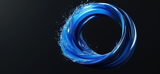 Poster - Dynamic blue water swirl with splashes on dark background for creative designs