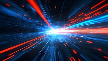 Poster - Dynamic burst of light speed action cosmic space digital art abstract environment futuristic viewpoint