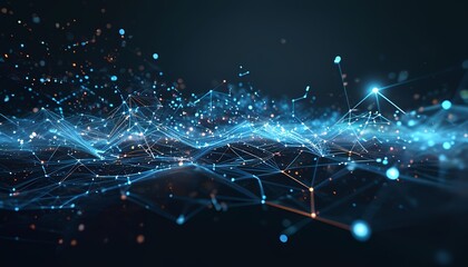 Poster - Dynamic digital network visualization virtual space infographic abstract aerial view technology concept