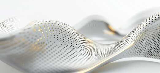 Poster - Abstract wave pattern with golden accents and dotted texture in white background