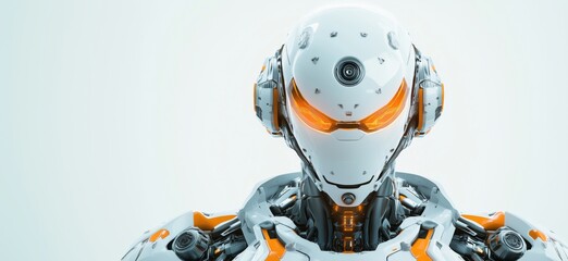 Poster - Futuristic humanoid robot with glowing orange eyes and sleek design