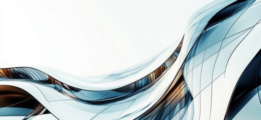 Poster - Abstract architectural design with flowing curves and glass-like surfaces