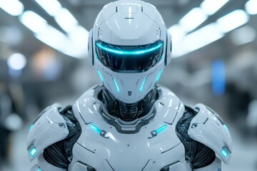 Poster - Futuristic humanoid robot equipped with advanced technology in a high-tech environment