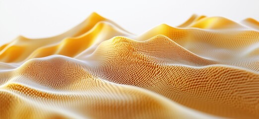 Poster - Abstract 3D landscape with golden mesh waves and smooth curves