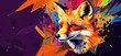 © Vergiliy - Vibrant fox illustration with colorful abstract background and artistic splashes