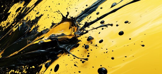 Poster - Dynamic splash of black and yellow paint creating abstract art effect