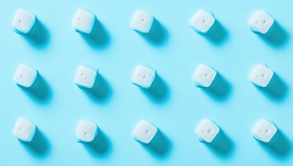 Poster - Pastel blue cubes arranged in a grid pattern on a light blue background.