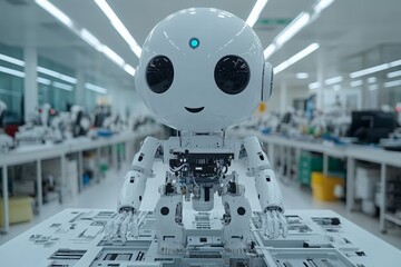 Aufkleber - Robotic assistant showcases advanced design in a modern technology lab located in a high-tech facility