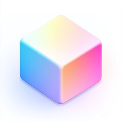 Poster - Pastel cube, 3D render, gradient colors, isolated on white.