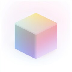 Poster - pastel cube, isometric view, gradient colors, 3d render.