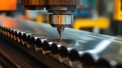 Poster - CNC sheet metal bending machine shaping industrial-grade steel.