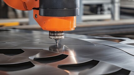 Poster - CNC sheet metal bending machine shaping industrial-grade steel.
