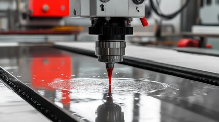 Poster - Computer-controlled CNC milling machine cutting aluminum sheets.