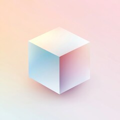 Poster - Pastel gradient cube on soft background.