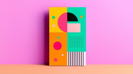 Poster - Creative geometric art display modern studio digital artwork vibrant colors front view abstract design for eye-catching appeal