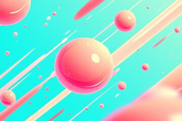 Poster - Dynamic spheres in motion abstract art digital illustration vibrant colors close-up view energy and flow