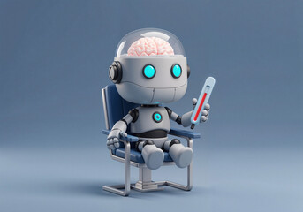 Poster - sad robot got sick . Generative AI
