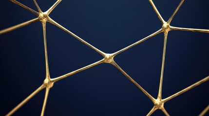 Intricate golden network design against deep blue background exu