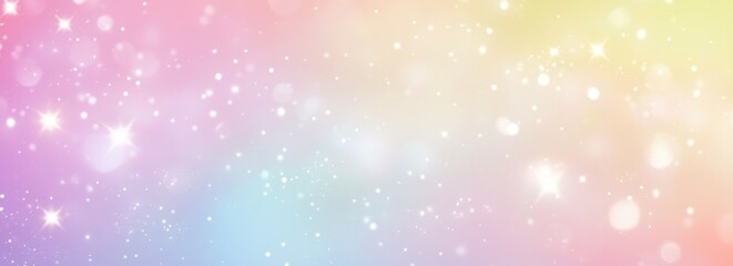 Poster - Pastel rainbow bokeh background with sparkles and glitter.