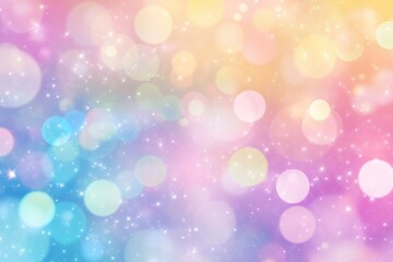 Poster - Pastel rainbow bokeh background with sparkles.