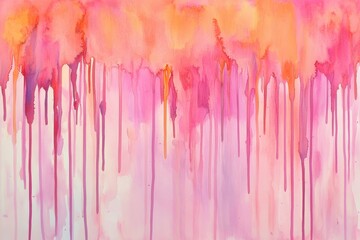 Poster - Delicate pink watercolor backdrop featuring vibrant drips and soft edges for elegant backgrounds in artistic or creative projects