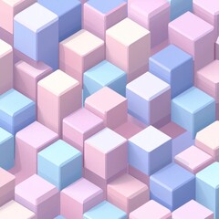 Poster - Pastel-colored cubes in isometric perspective.