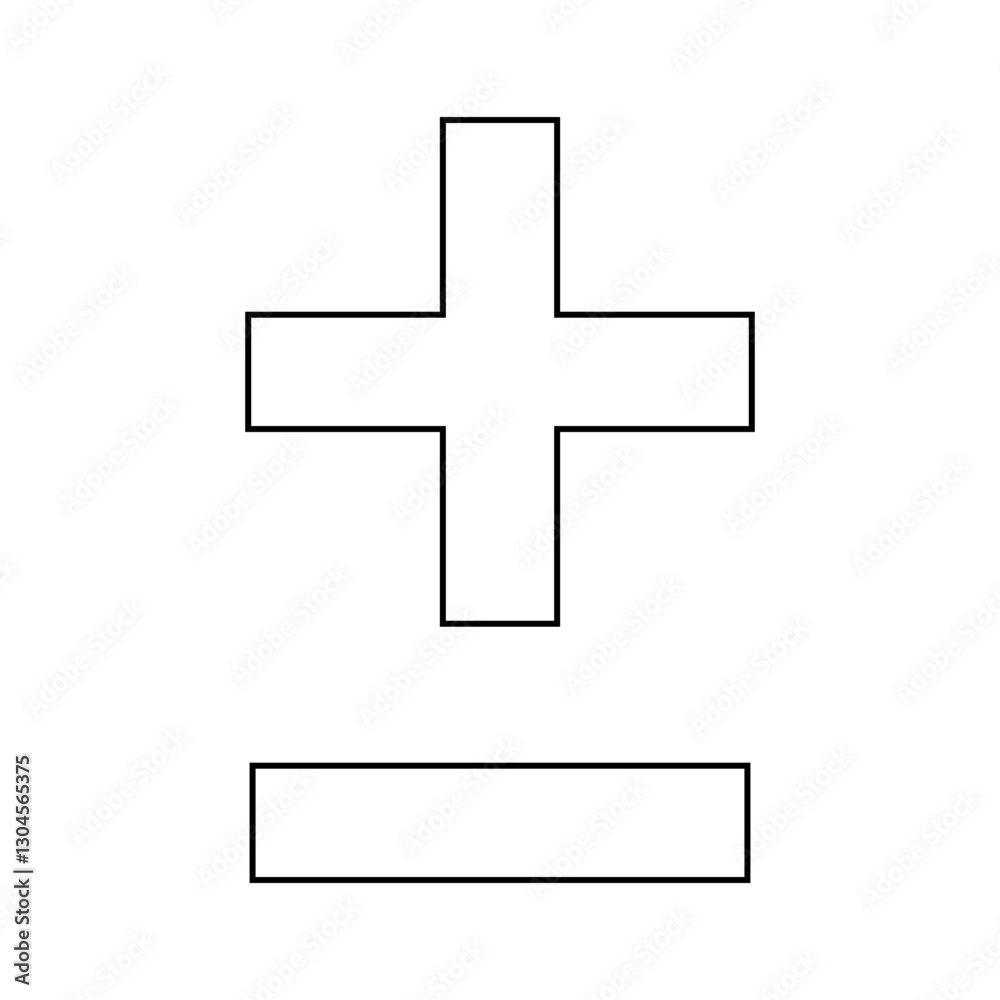 Outline plus-minus sign, isolated vector on transparent background ...