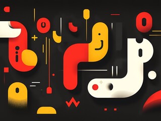 Poster - Whimsical Abstract Composition with Bold Colors and playful Elements