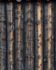 Poster - Charred wood paneling with natural grain texture creating a rustic and abstract design element for backgrounds and architectural details
