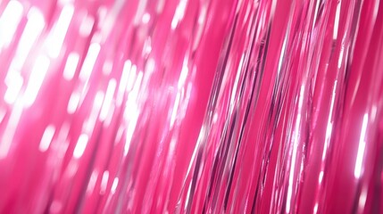 Poster - Abstract pink metallic fringe curtain backdrop for party decoration and festive event celebration with soft focus and shimmering light effect