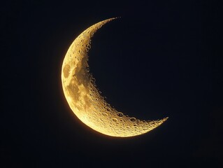 Wall Mural - Ethereal crescent moon illuminates the night sky celestial beauty lunar phase astronomical wonder cosmic glow dark background serene atmosphere space exploration