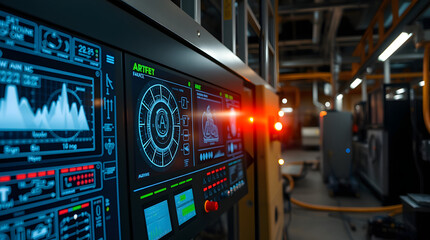 Aufkleber - Industrial control panel with monitors in factory