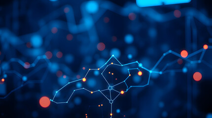 Poster - a vibrant abstract of digital data and interconnected networks, highlighting technology and innovation