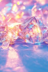 Poster - Sparkling crystal formations on iridescent surface creating a dreamy ethereal and captivating visual experience for stock photography
