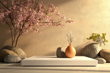 Poster - Stock stone pedestal, empty and ready for showcasing cosmetic items