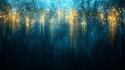 Poster - Blue and gold background with a spotlight effect, sparkling lights