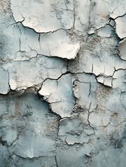 Poster - Distressed White Wall with Cracks and Rough Texture Capturing Decay and Architectural Detail in a Close Up View