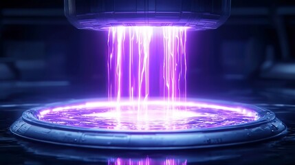 Poster - High-Power Magnet Manufacturing, Industrial production of rare earth magnets for energy solutions, showcasing advanced technology in a spacious factory environment.