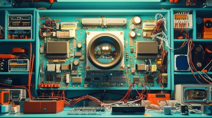 Poster - The Heart of Innovation, Rare earth metals in circuit boards, pivotal for electronics manufacturing, showcasing their significance in modern technology and industry dynamics