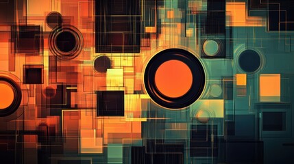 Wall Mural - Abstract wallpaper with intersecting primary shapes and 3D depth