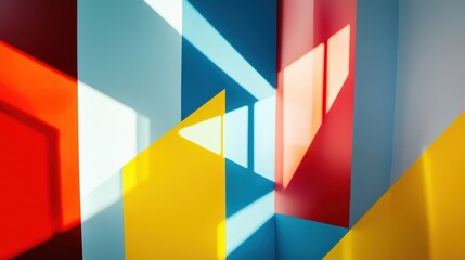 Wall Mural - Surreal geometric backdrop with floating shapes and Bauhaus minimalism