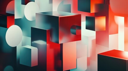 Canvas Print - Bauhaus-inspired design with rotating geometric shapes and high contrast