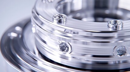 Poster - Precision Engineering, Close-up view of intricately machined rare earth metal components showcasing advanced industrial techniques, highlighting exceptional craftsmanship and detail.