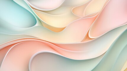 Canvas Print - Abstract pastel backdrop with smooth shapes and 3D depth effects in Bauhaus style