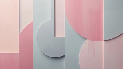 Wall Mural - Fluid pastel geometric wallpaper with soft depth and balanced Bauhaus layout