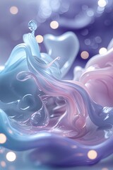Poster - Colorful abstract liquid patterns swirl together creating an ethereal atmosphere with soft light reflections