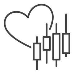 Poster - Candlestick Chart with Heart vector Crypto Trading outline icon or design element