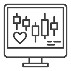 Poster - Heart Symbol and Chart Pattern on Computer Screen vector icon or symbol in outline style